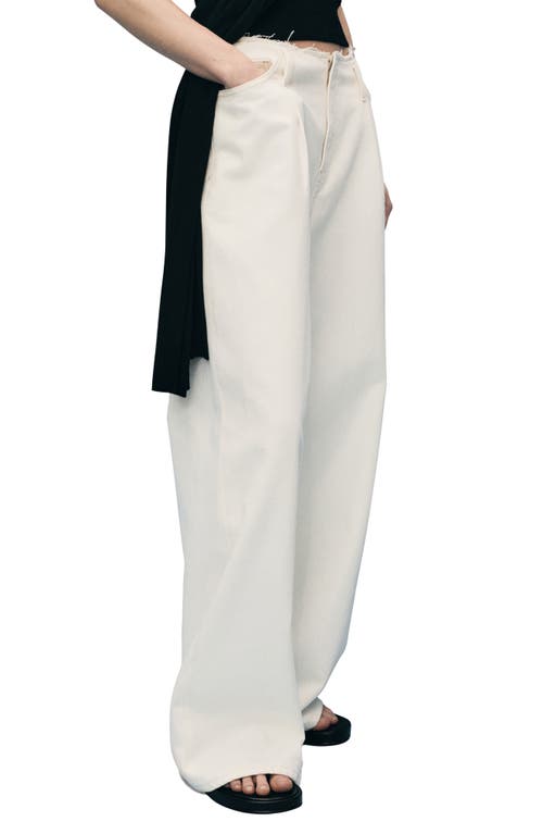 Mango Fray Waist Wide Leg Jeans