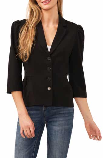 CeCe Puff Shoulder Peplum Blazer