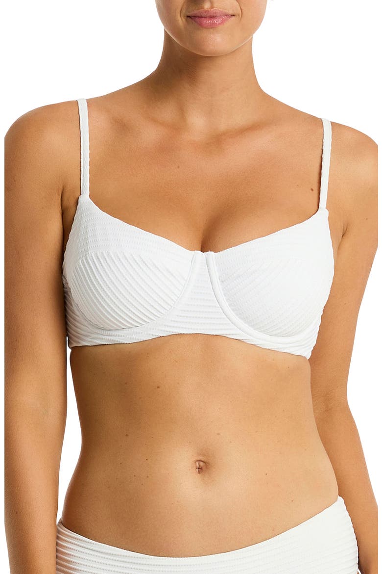 Spinnaker Underwire Balconette Bikini Top, Main, color, WHITE