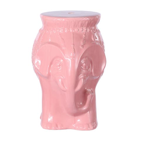 Orla 18.5" Modern Bohemian Elephant Ceramic Garden Stool