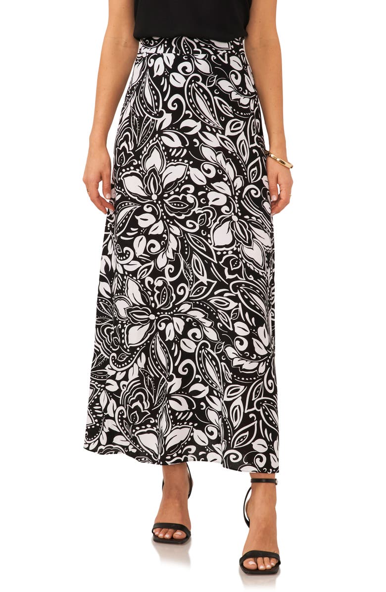 Vince Camuto Floral Print A-Line Skirt, Main, color,