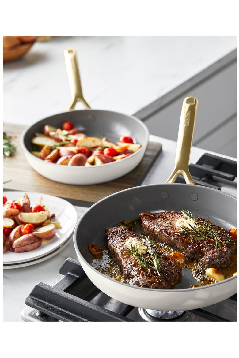 GP5 Set of 2 Stainless Steel Nonstick Frying Pans, Alternate, color, CREAM