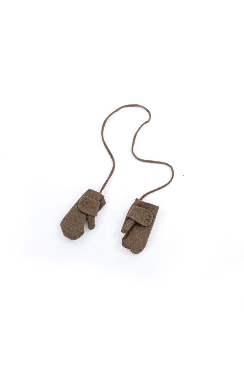 Hooded Wool Coat & Mittens Set, Alternate, color, Brown