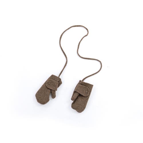 Sweet Cactus Hooded Wool Coat & Mittens Set In Brown