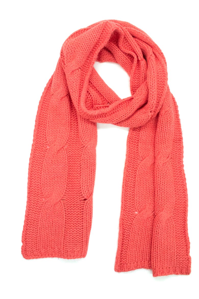 Cable Knit Scarf, Main, color, RASPBERRY