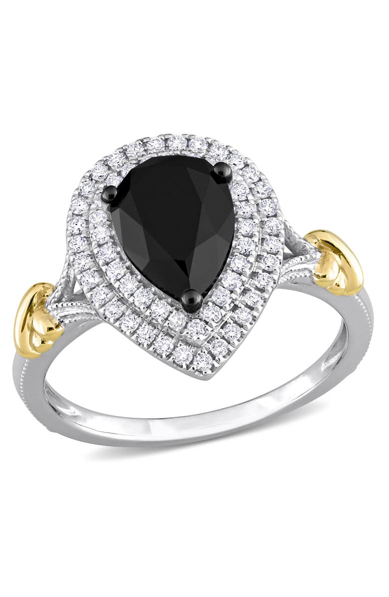 Julianna B. Black & White Diamond Pear Halo Ring 14k, Main, color, Black Diamond