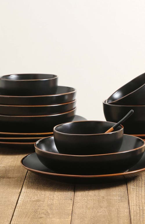Stone Lain Brasa Stoneware 16-piece Dinnerware Set In Black