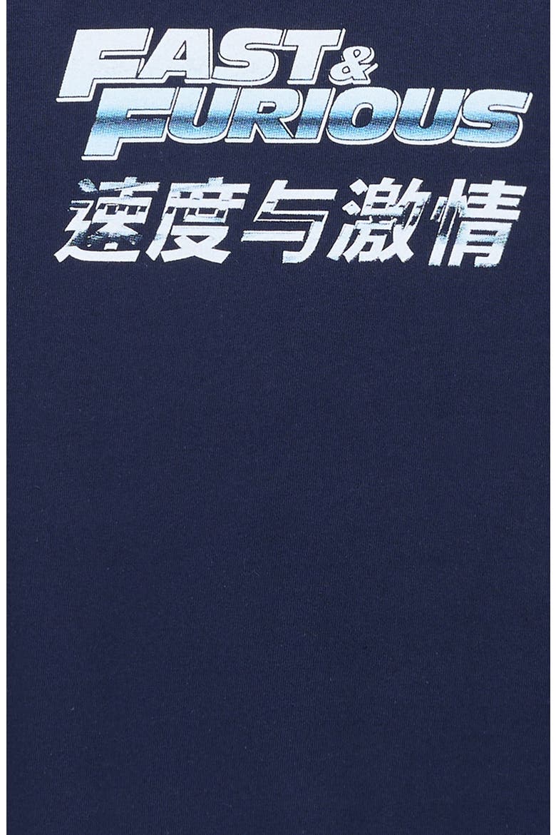 Kids' Fast and Furious Kanji Cotton Graphic T-Shirt, Alternate, color, NAVY
