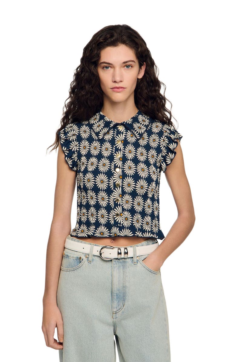 SANDRO Leather belt with metal buckle, Alternate, color, White