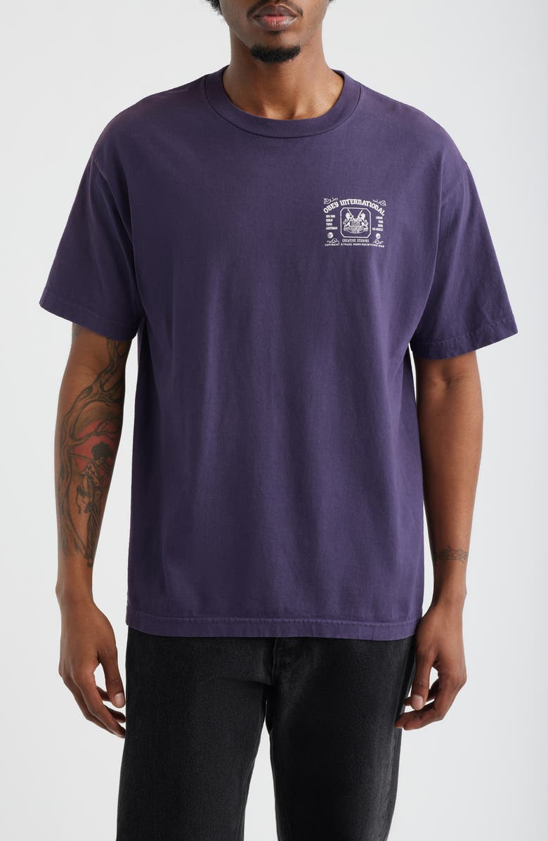Obey Creative Studios Cotton Graphic T-Shirt, Main, color, Pigment Purple Velvet