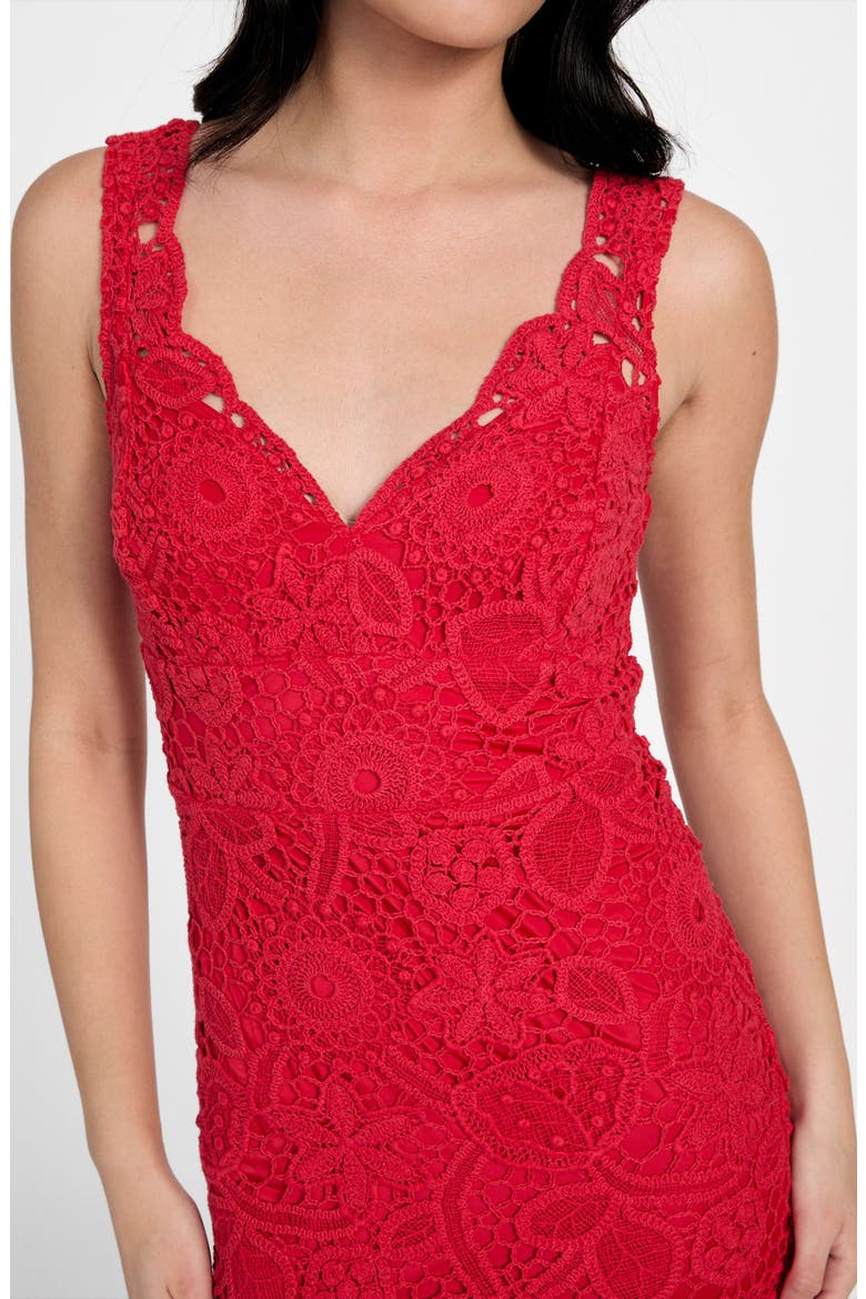 Rosalia Floral Lace Midi Dress, Alternate, color, SIREN RED MULTI