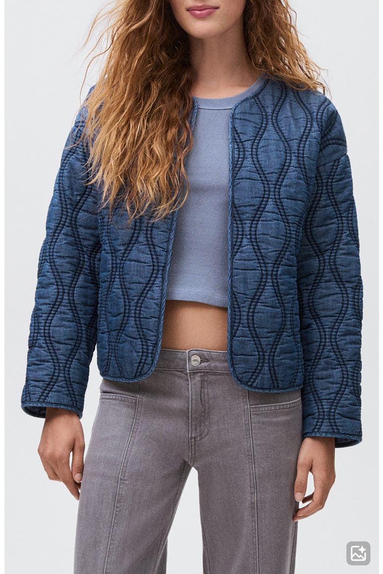 Padded Denim Liner Jacket, Main, color, DARK BLUE