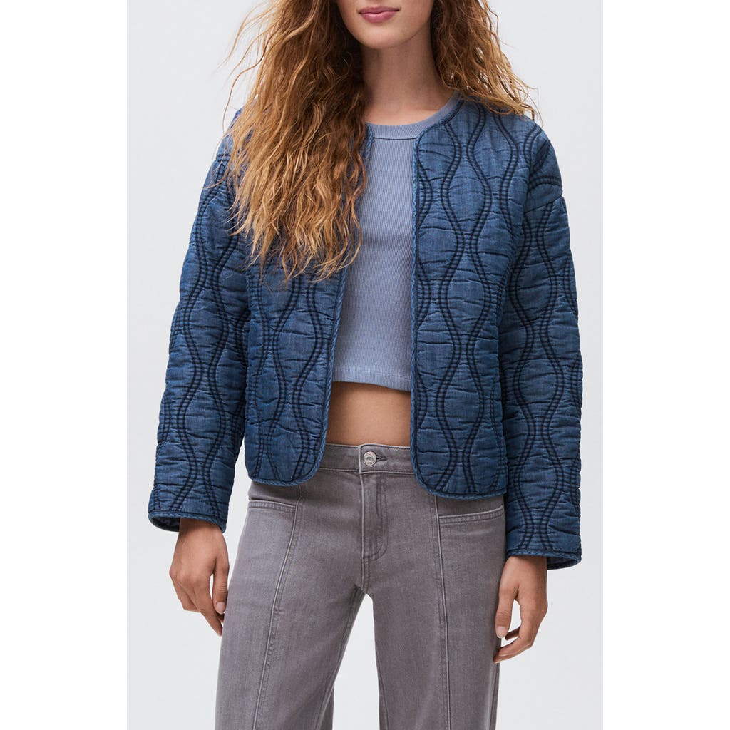 Mango Teen Padded Denim Liner Jacket In Blue