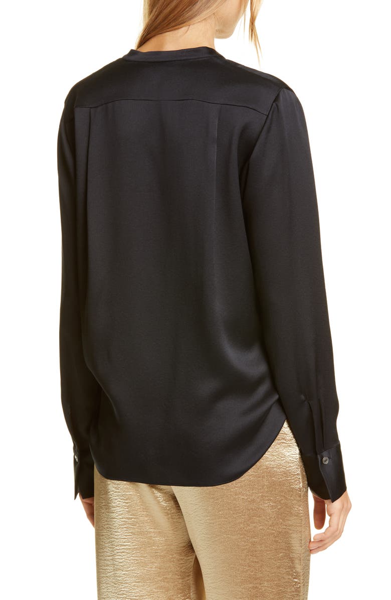 Vince Slim Fit Band Collar Silk Blouse, Alternate, color, 