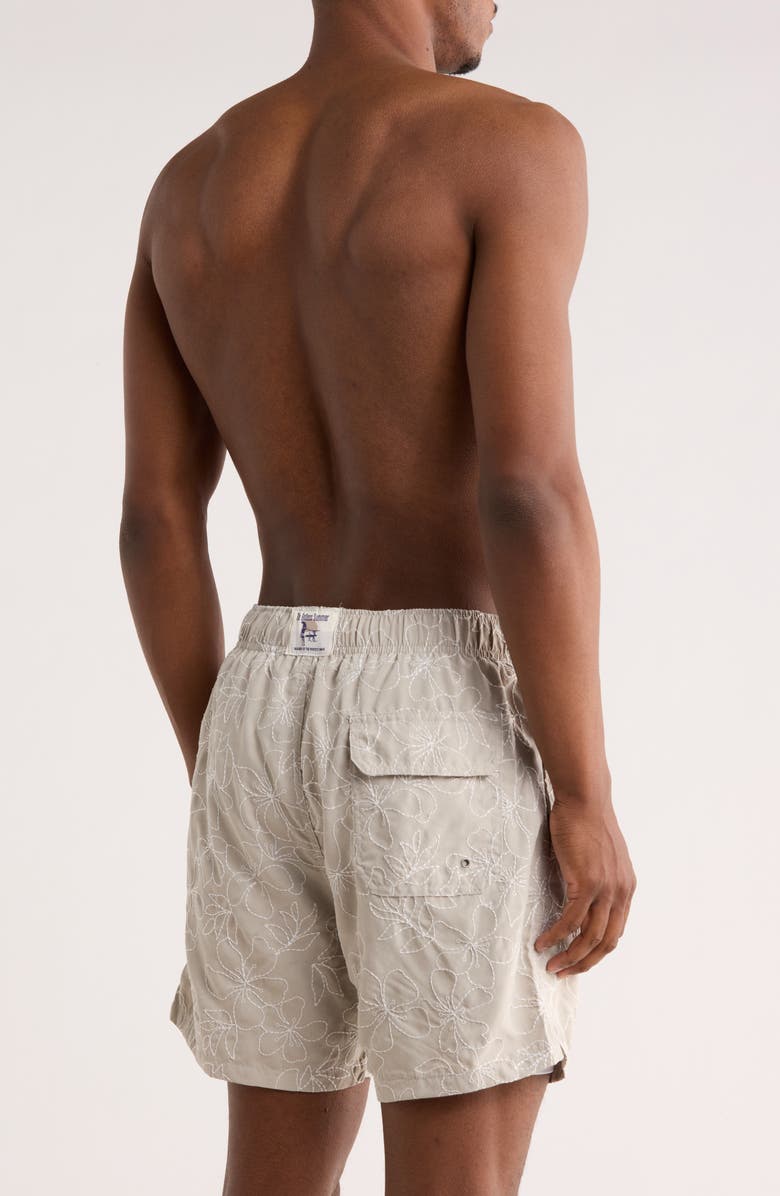 Vintage Summer Endless Embroidered Volley Swim Trunks, Alternate, color, Tan