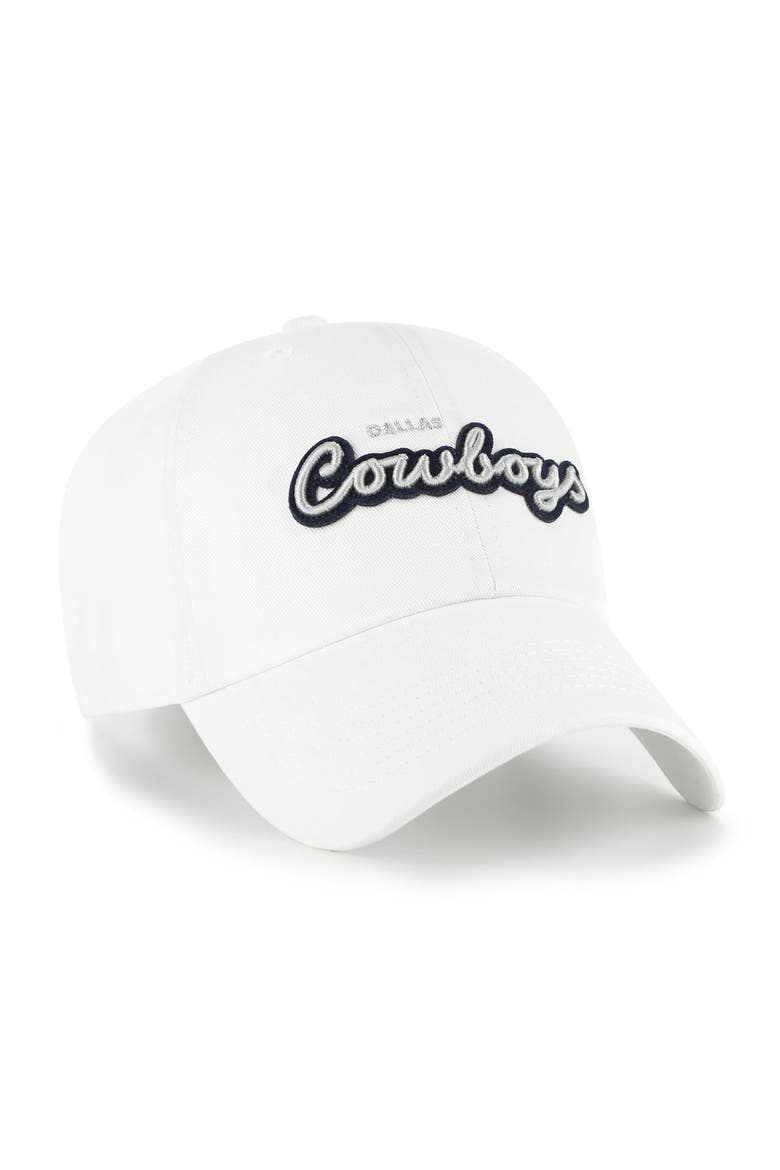 Women's '47  White Dallas Cowboys Trendy Script Clean Up Adjustable Hat, Alternate, color, White