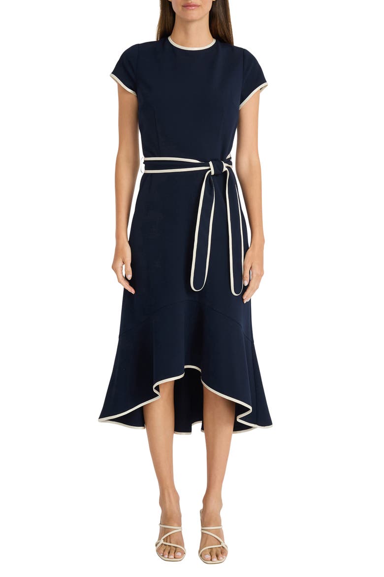 Short Sleeve Belted Dress, Main, color, TWILIGHT NAVY