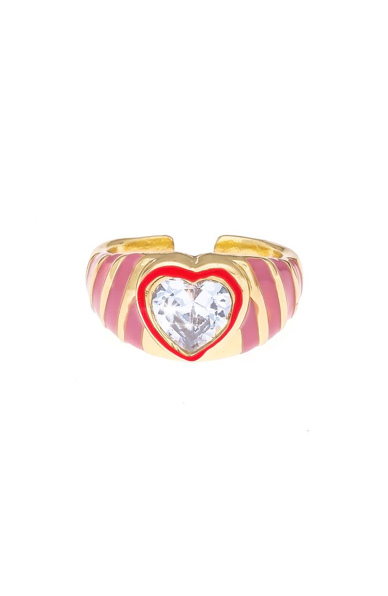 Ettika Open Hearts Club Adjustable Ring, Main, color, 