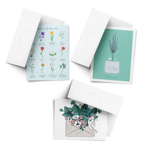 Everyday Assorted Greeting Card Pack (3ct) "Birth Flowers, Envelope, Glass Jar"