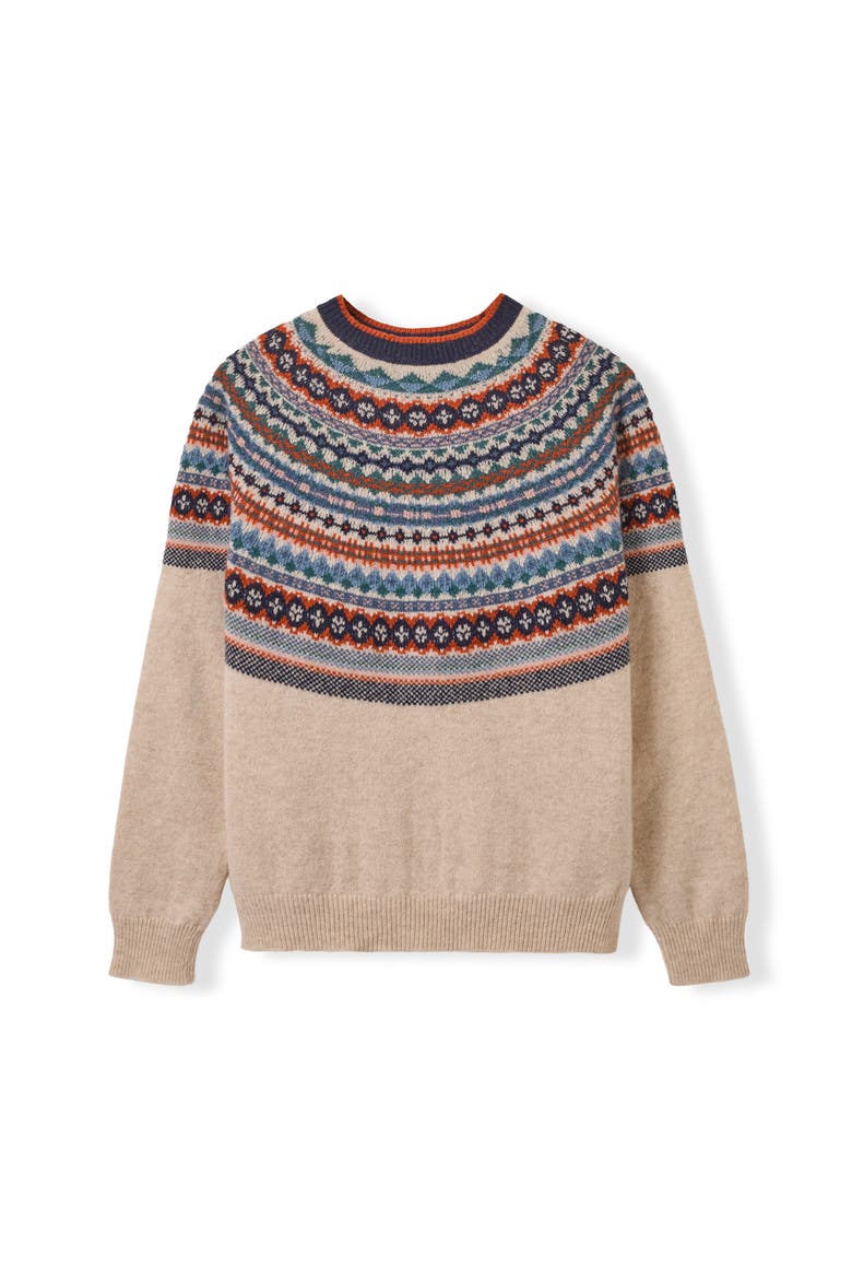 Alpine Yoke Fair Isle Sweater, Alternate, color, Oatmeal Multi