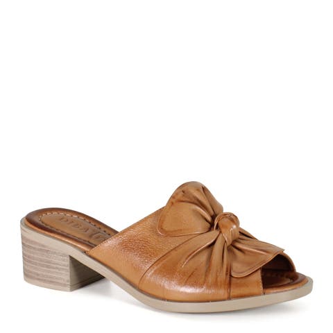 KNOW HOW Leather Slip On Heeled Sandal