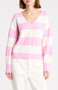 Madden Girl Stripe V-Neck Sweater
