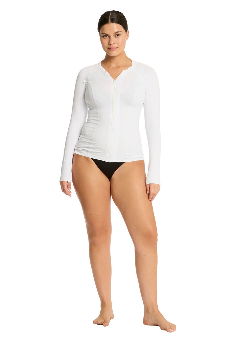 Zip Long Sleeve Rashguard Top, Alternate, color, WHITE