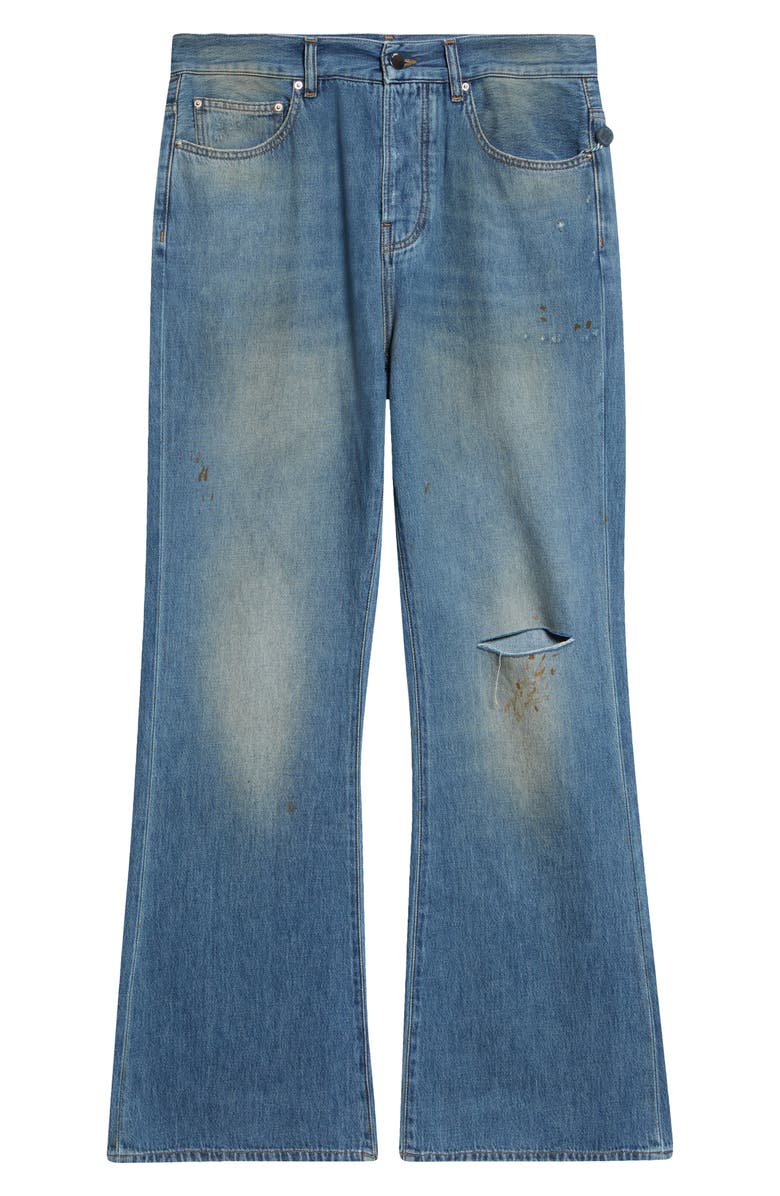 AMIRI Slash Ripped Knee Bootcut Jeans, Main, color, Desert Sky
