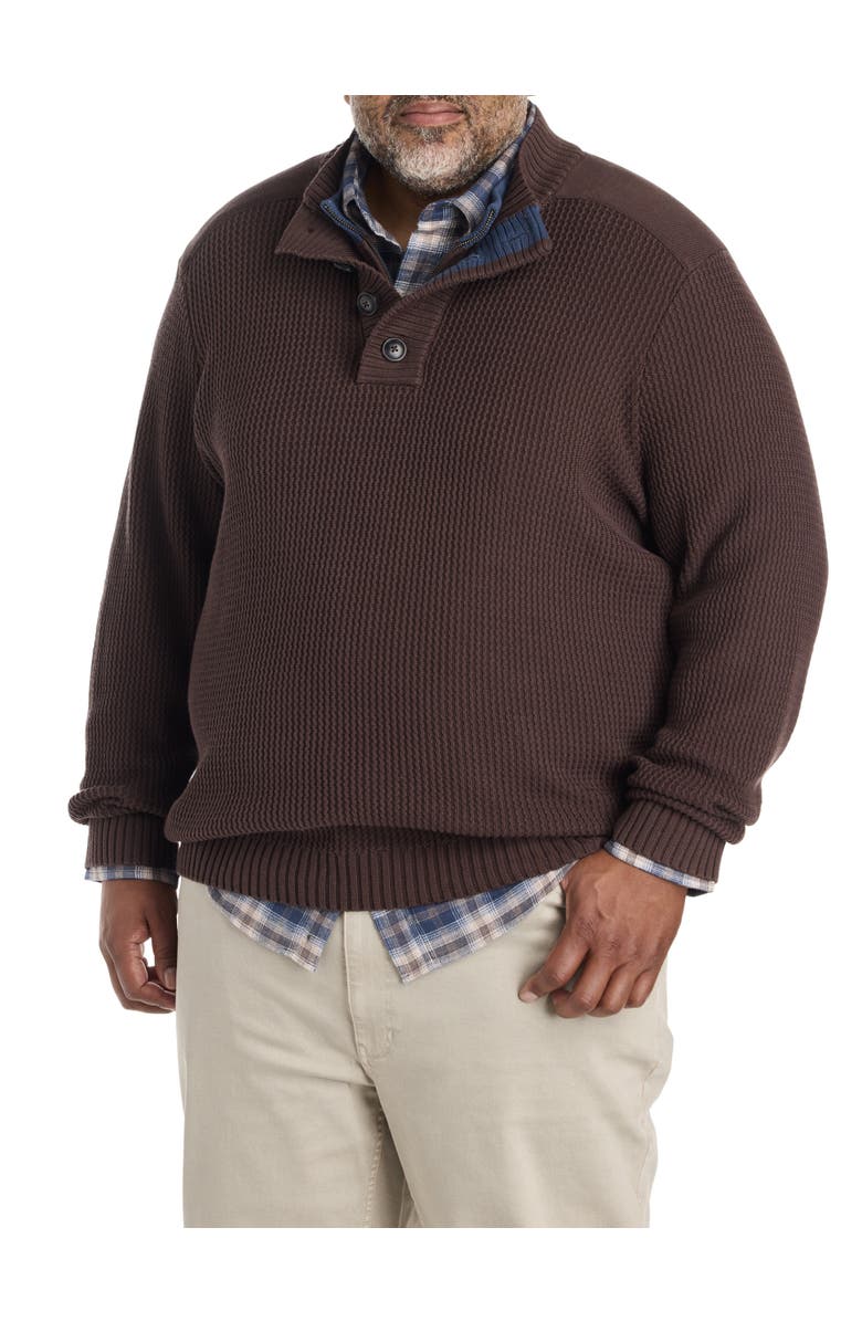 Oak Hill by DXL Big & Tall Murphy Textured Mockneck Sweater, Main, color, Brown
