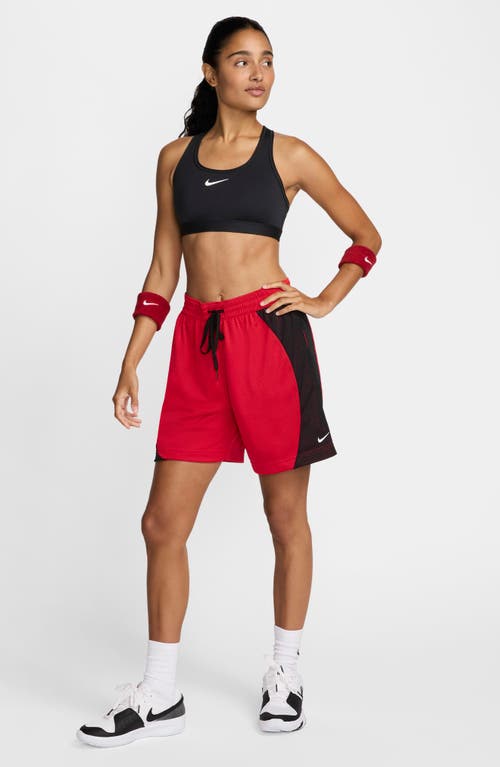 Nike Essential Dri-fit Mesh Basketball Shorts In University Red/black/white