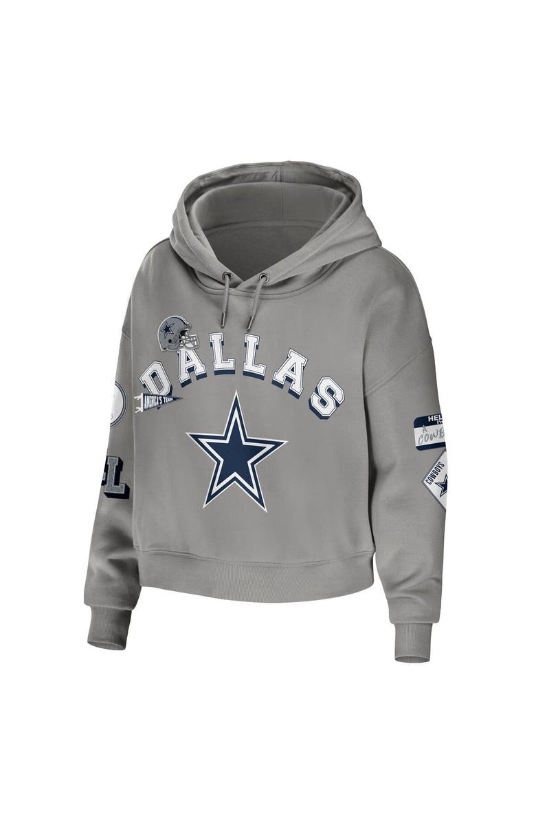 WEAR by Erin Andrews Women's WEAR by Erin Andrews Gray Dallas Cowboys Plus Size Modest Cropped Pullover Hoodie, Alternate, color, 