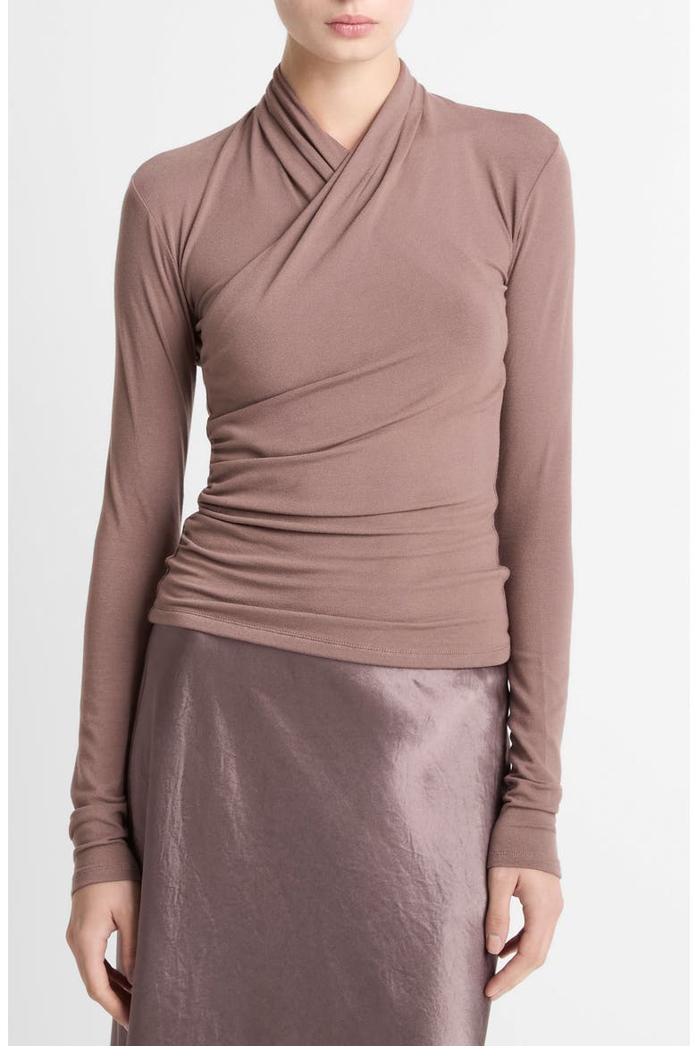 Long Sleeve Knit Wrap Top, Main, color, SMOKY BERRY