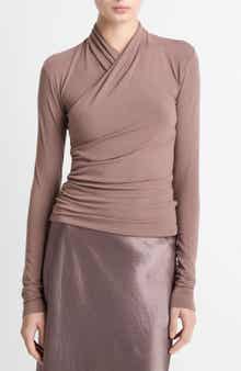 Vince Long Sleeve Knit Wrap Top