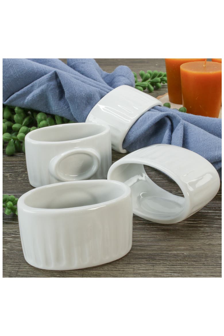 Colonnade Set of 8 Napkin Rings, Alternate, color, WHITE