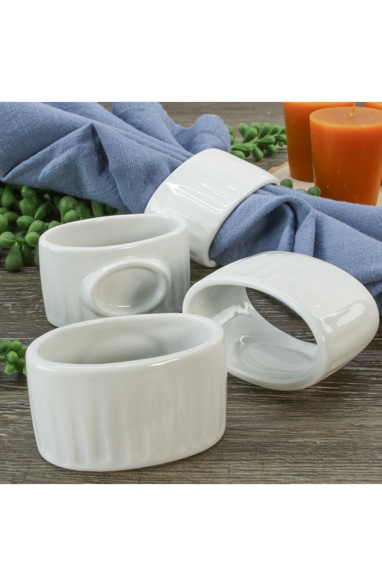 BIA Cordon Bleu Colonnade Set of 8 Napkin Rings, Alternate, color, White