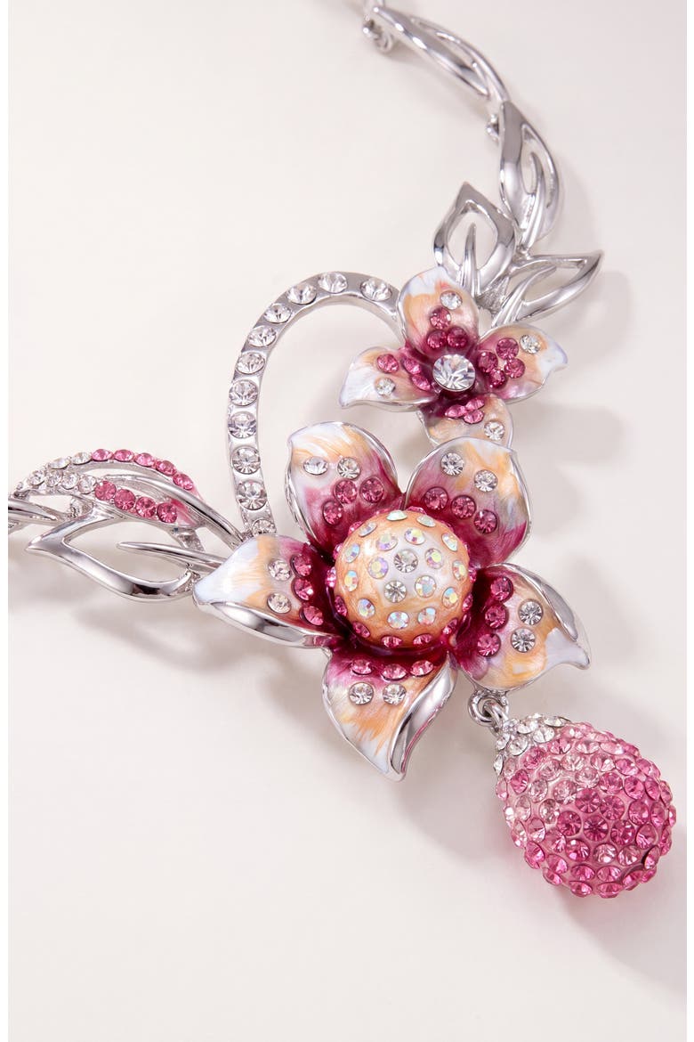 Flower Necklace and Earrings Set, Alternate, color, Pink