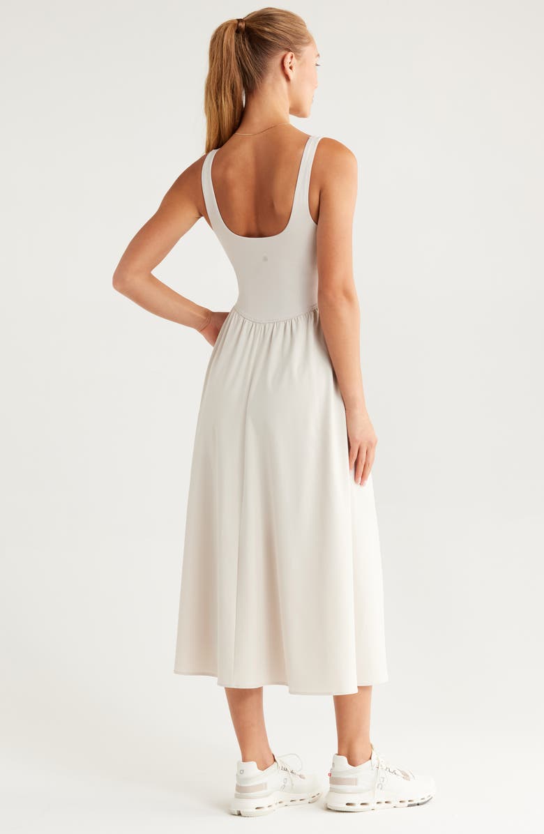 Zella Effortless Square Neck Midi Dress, Alternate, color, Grey Moonbeam