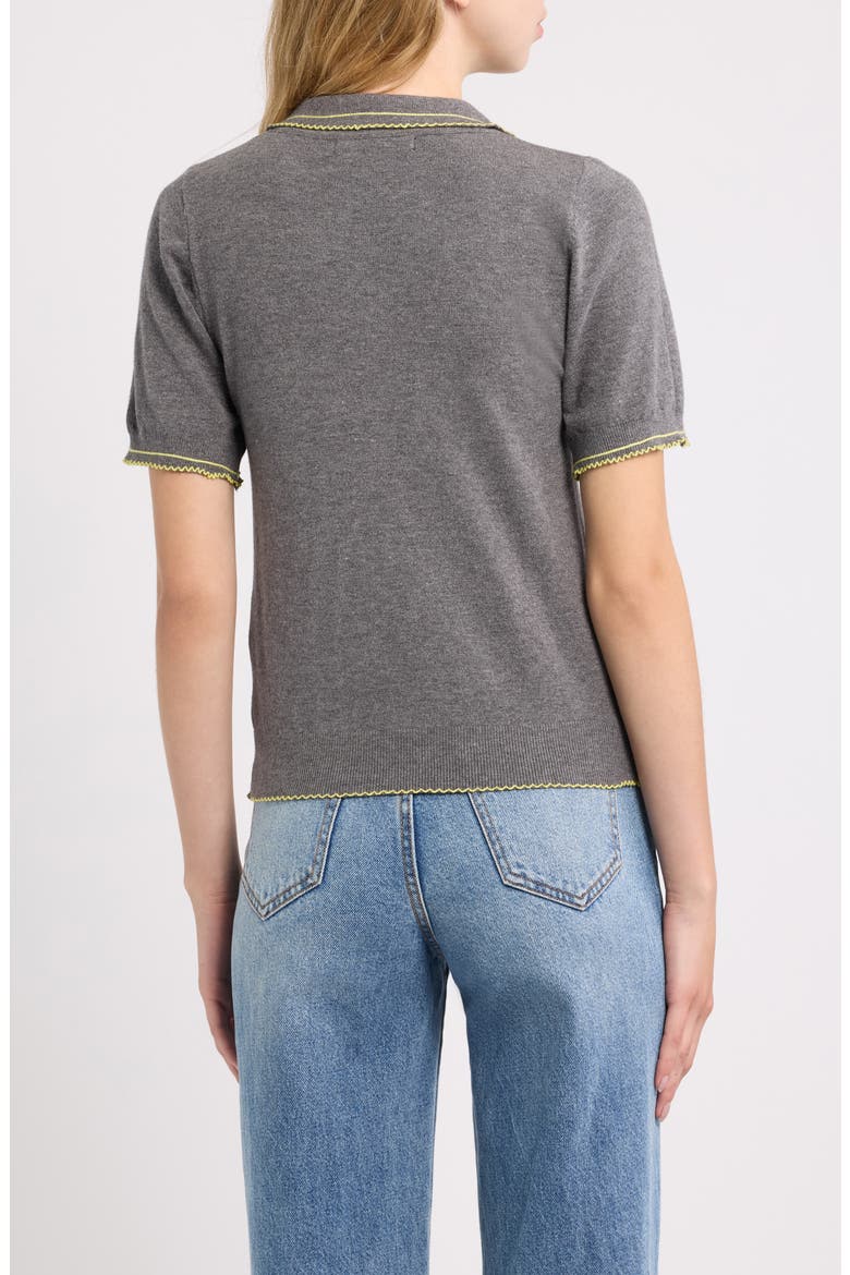 Springsteen Contrast Embroidered Polo, Alternate, color, DARK GREY MELANGE WITH YELLOW