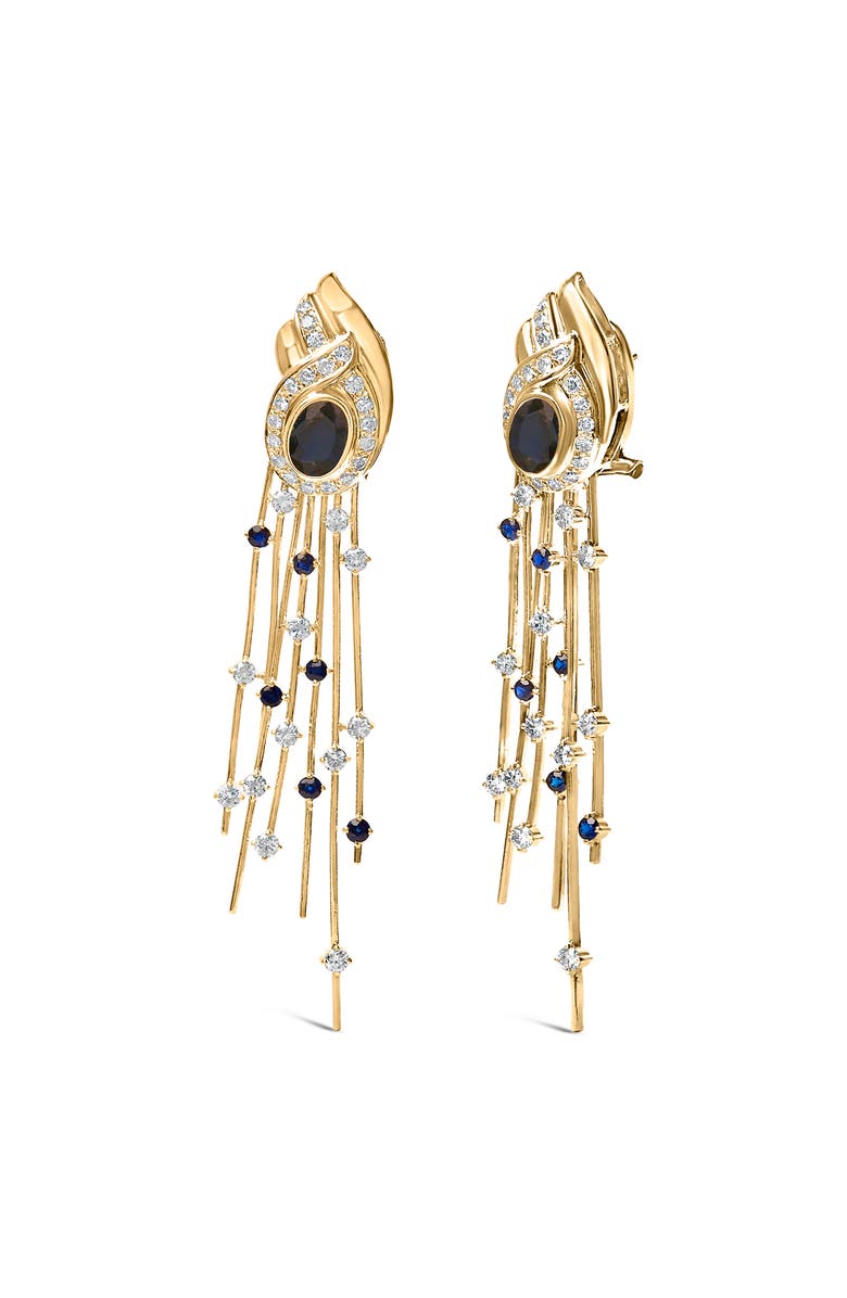 Haus of Brilliance 14K Yellow Gold 1.0 Cttw Diamond and Blue Sapphire Chandelier Earrings, Alternate, color, Yellow