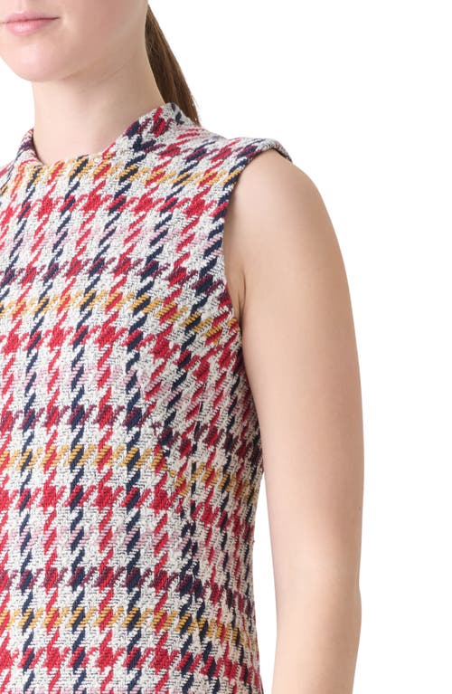 Akris Punto Check Tweed Fringed Sheath Dress In Multi