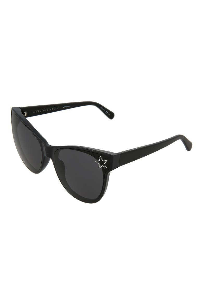 61mm Cat Eye Sunglasses, Alternate, color, SHINY BLACK SHINY SILVER/ GRY