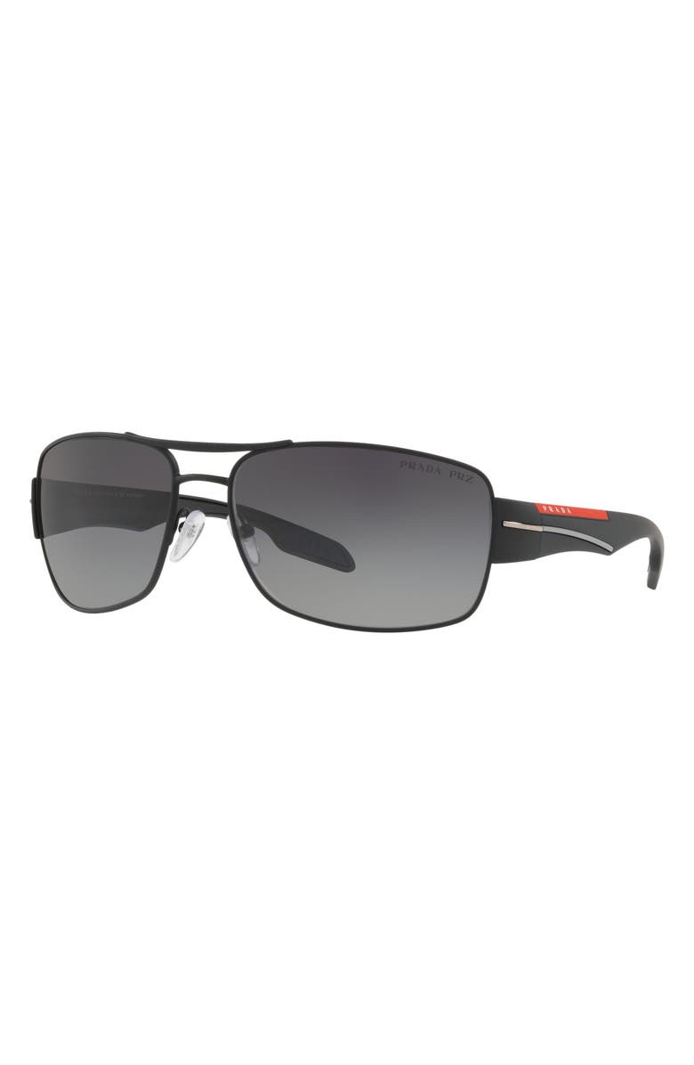 Prada Linea Rossa Prada 65mm Gradient Polarized Oversize Aviator Sunglasses, Alternate, color,