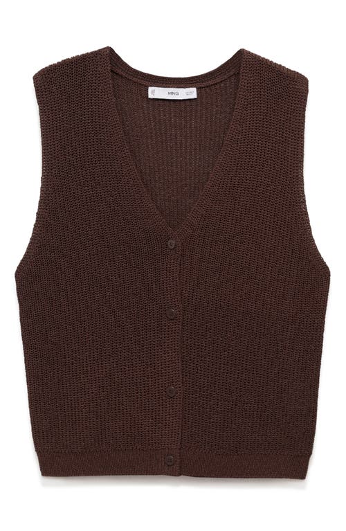 Mango Open Knit Sweater Vest In Brown