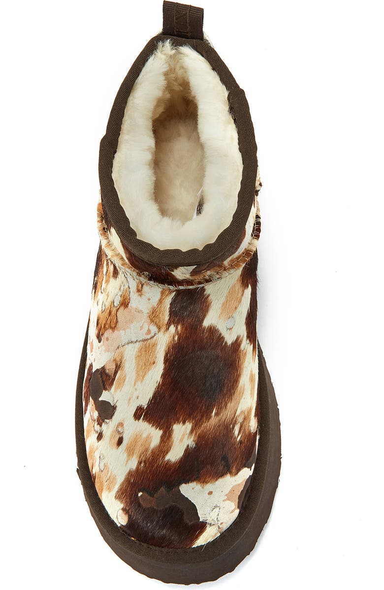 Australia Luxe Collective Cosy Genuine Shearling & Calf Hair Ultra Platform Bootie, Alternate, color, Splat