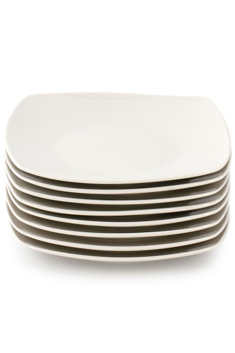 Zen Buffetware 8 Piece 7in Stoneware Dessert Plate Set, Alternate, color, White
