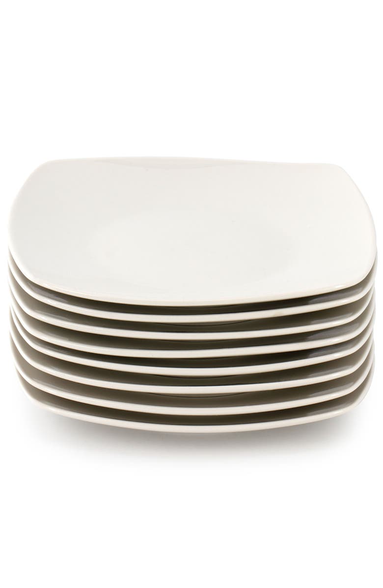 Gibson Home Zen Buffetware 8 Piece 7in Stoneware Dessert Plate Set, Alternate, color, White