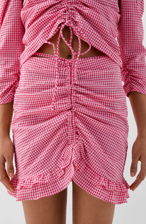 Vichy Front Gather Skirt