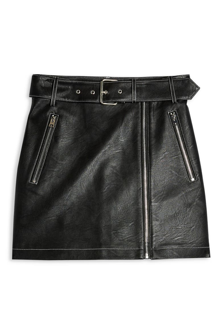 Faux Leather Miniskirt, Alternate, color, BLACK MULTI