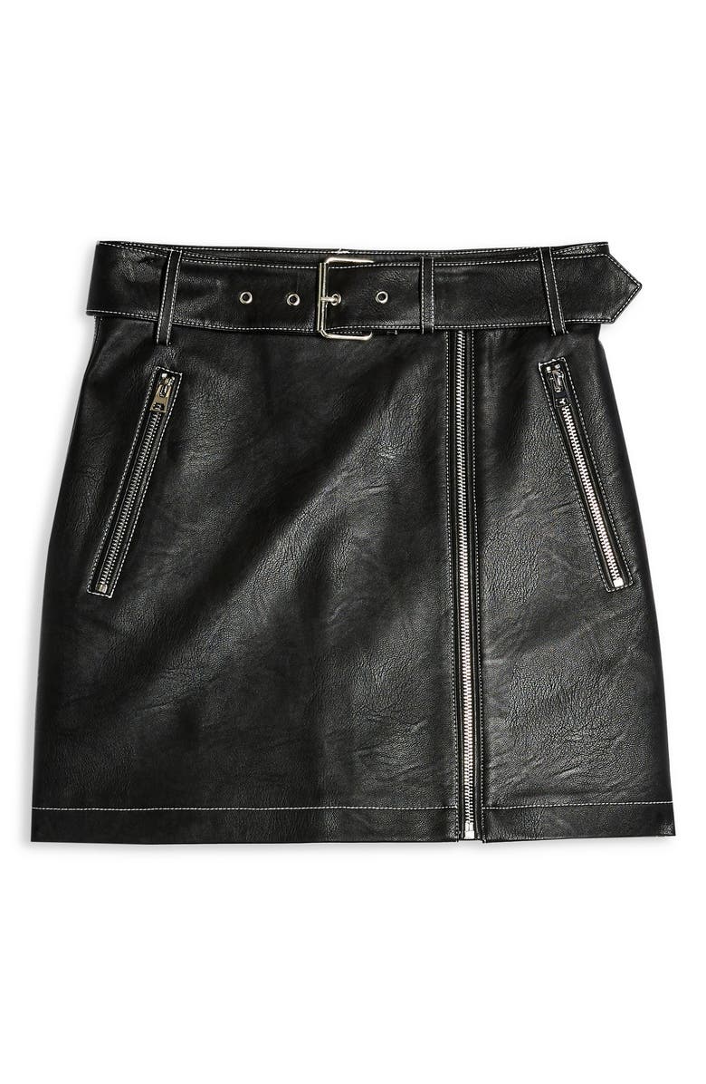 Topshop Faux Leather Miniskirt, Alternate, color,