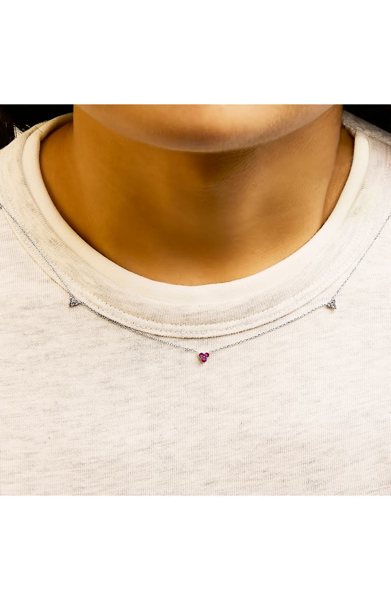 Haus of Brilliance 14K White Gold 1/5 Cttw Diamond and Ruby Tri Station Necklace, Alternate, color, White Gold